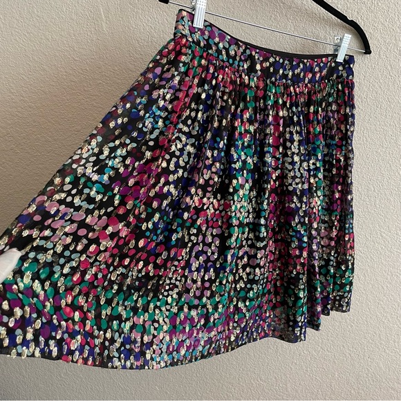 NWOT Kate Spade Metallic Multi Dot Silk Skirt - Picture 3 of 7